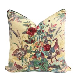 Schumacher Quail Meadow Spring Traditional Luxury Designer Cushion Sofa Throw Pillow Cover - thumbnail 1