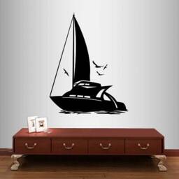 In-Style Decals Wall Vinyl Decal Home Decor Art Sticker Sailing Boat Sail Yacht Sailboat Sea Ocean Removable Stylish Mural Unique Design 268 - thumbnail 1