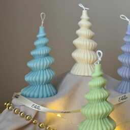 Hand Poured Spiral Christmas Tree Candle Soy Wax Sculpture - thumbnail 2