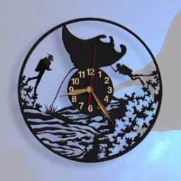 Manta Ray Wall Clock, Scuba Diving Gift, Deep Sea Diver, Beach House Decor - thumbnail 2