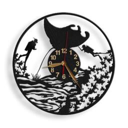 Manta Ray Wall Clock, Scuba Diving Gift, Deep Sea Diver, Beach House Decor - thumbnail 4