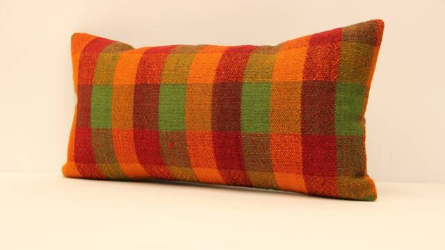 10x20 Kilim Pillow Lumbar, Turkish Mudcloth Moroccan Pillow, Boho Lumbar Cover, 4Yef-104 - image 1