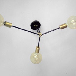 Tono - Black Brass Geometric Ceiling Chandelier Elegant 3 Arm Light Fixture - thumbnail 3
