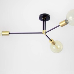 Tono - Black Brass Geometric Ceiling Chandelier Elegant 3 Arm Light Fixture - thumbnail 2