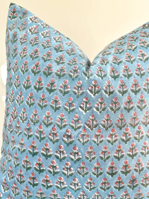 Indian Block Print Pillow Coven , Cotton Voile Hand Mede - image 1