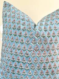 Indian Block Print Pillow Coven , Cotton Voile Hand Mede - thumbnail 1