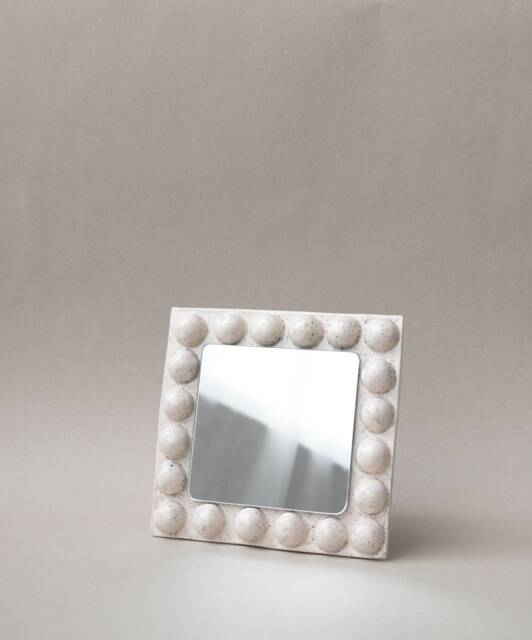 Square Handmade Ceramic Mirror - White Speckled - image 1