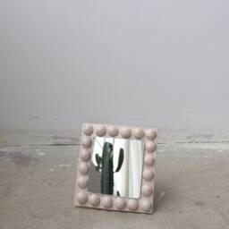 Square Handmade Ceramic Mirror - White Speckled - thumbnail 3