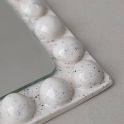 Square Handmade Ceramic Mirror - White Speckled - thumbnail 4