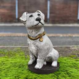 Concrete Jack Russell Terrier Statue Stone Energetic Dog Figurine Handmade Cement Puppy Sculpture Outdoor Decor Memorial Art - thumbnail 3