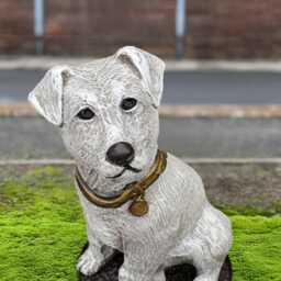 Concrete Jack Russell Terrier Statue Stone Energetic Dog Figurine Handmade Cement Puppy Sculpture Outdoor Decor Memorial Art - thumbnail 2