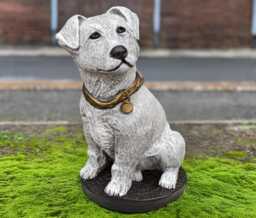 Concrete Jack Russell Terrier Statue Stone Energetic Dog Figurine Handmade Cement Puppy Sculpture Outdoor Decor Memorial Art - thumbnail 1