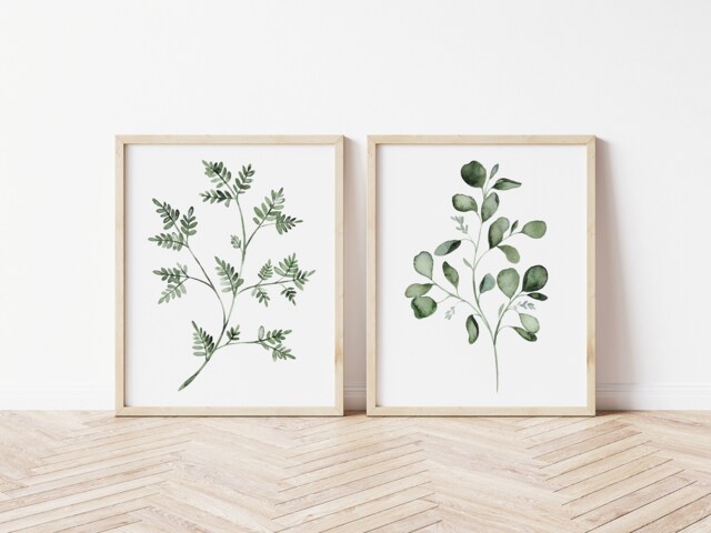 Eucalyptus & Fern Watercolor Print Set Botanical Wall Art - image 1