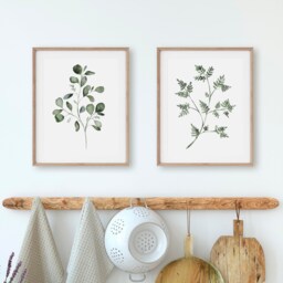 Eucalyptus & Fern Watercolor Print Set Botanical Wall Art - thumbnail 3
