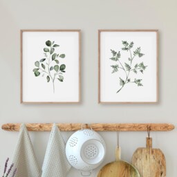 Eucalyptus & Fern Watercolor Print Set Botanical Wall Art - thumbnail 2