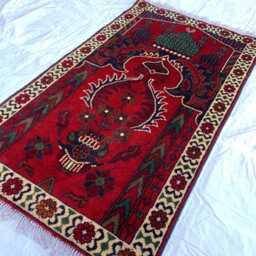 Handmade Wool Prayer Rug Turkish Style Islamic Sajjadah - 4.1x2.4 Ft - thumbnail 3