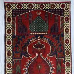 Handmade Wool Prayer Rug Turkish Style Islamic Sajjadah - 4.1x2.4 Ft - thumbnail 2
