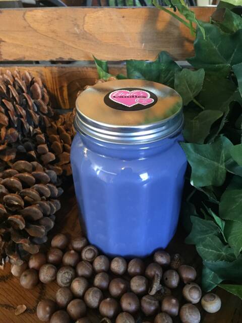 Blueberry Cobbler Handmade Hand Poured 28 Oz Soy Candle in Ribbed Glass Jar With Rustic Metal Lid - image 1