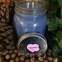 Blueberry Cobbler Handmade Hand Poured 28 Oz Soy Candle in Ribbed Glass Jar With Rustic Metal Lid - thumbnail 2