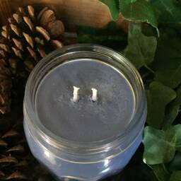 Blueberry Cobbler Handmade Hand Poured 28 Oz Soy Candle in Ribbed Glass Jar With Rustic Metal Lid - thumbnail 3
