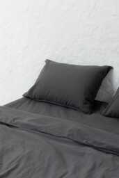 Gray Cotton Bedding Set, Queen Duvet Cover With Pillowcases, Flat Or Fitted Sheet, Organic Soft For Twin Full, King Sizes Boho Style - thumbnail 1