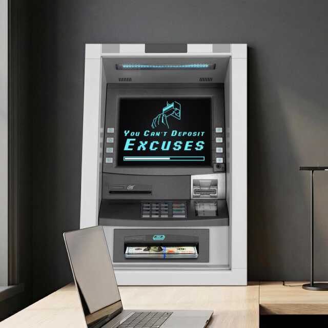 Can't Deposit Excuses Dollar Atm Quote Motivational Inspirational, Framed Canvas Wall Art Poster Print, Home Office & Room Decor, Gift Idea - image 1