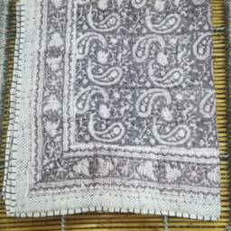 Hand Block Print Cotton Baby Quilt Paisley Kantha Blanket - 40x40 Inch - thumbnail 2