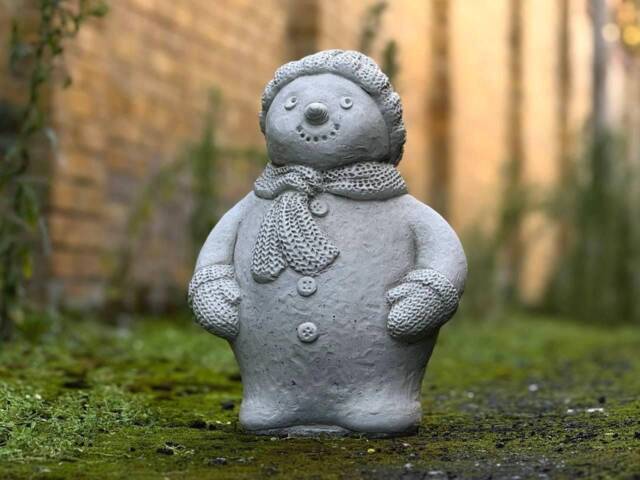 Outdoor Snowman Statue Stone Christmas Sculpture Concrete Winter Decoration Cement Figurine Festive Yard Ornament Lover Gift - image 1