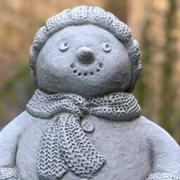 Outdoor Snowman Statue Stone Christmas Sculpture Concrete Winter Decoration Cement Figurine Festive Yard Ornament Lover Gift - thumbnail 2