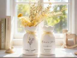 Custom Engagement Flower Vase Wedding Gift For Couple Mr&mrs Ceramic Married Newlyweds Anniversary Engaged - thumbnail 1