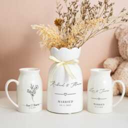 Custom Engagement Flower Vase Wedding Gift For Couple Mr&mrs Ceramic Married Newlyweds Anniversary Engaged - thumbnail 3