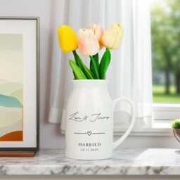 Custom Engagement Flower Vase Wedding Gift For Couple Mr&mrs Ceramic Married Newlyweds Anniversary Engaged - thumbnail 2