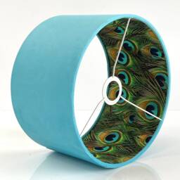 New Luxury Hq Double Sided Light Turquoise Blue & Peacock Feathers Combination Lamp Shade Pendant - thumbnail 3