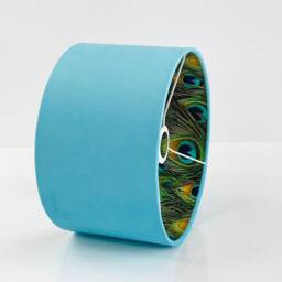 New Luxury Hq Double Sided Light Turquoise Blue & Peacock Feathers Combination Lamp Shade Pendant - thumbnail 2