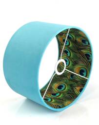New Luxury Hq Double Sided Light Turquoise Blue & Peacock Feathers Combination Lamp Shade Pendant