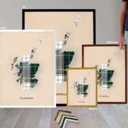 Clan Campbell Scottish Tartan Map - Of Scotland Family Wall Decor, Ready To Hang - thumbnail 3
