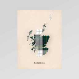 Clan Campbell Scottish Tartan Map - Of Scotland Family Wall Decor, Ready To Hang - thumbnail 2