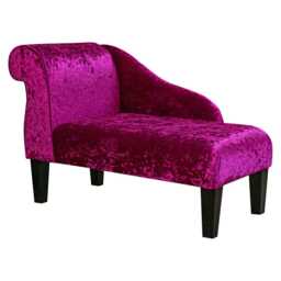 Fuchsia Crushed Velvet Chaise Longue - Mini Indoor Sofa Lounger Handmade in Britain - thumbnail 2