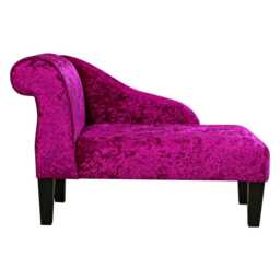 Fuchsia Crushed Velvet Chaise Longue - Mini Indoor Sofa Lounger Handmade in Britain - thumbnail 3
