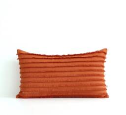 Burnt Orange Layered Fringe Pillow Cover, 12x20 Cushion Decorative Lumbar By Jillianrenedecor