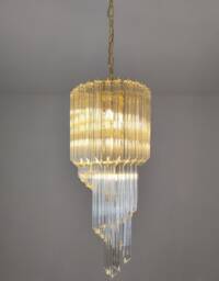 Murano Glass Clear Quadrihedral Chandelier