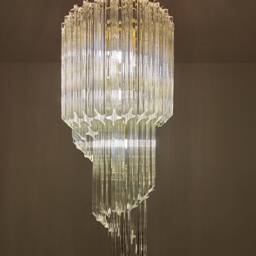 Murano Glass Clear Quadrihedral Chandelier - thumbnail 2