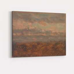 Muted Pink Cloudy Seascape Impressionist Coastal Painting Canvas Wall Art Print Decor Picture Ready To Hang - thumbnail 4