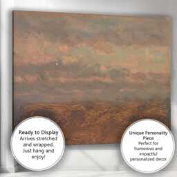 Muted Pink Cloudy Seascape Impressionist Coastal Painting Canvas Wall Art Print Decor Picture Ready To Hang - thumbnail 3