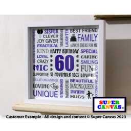 Happy 60Th Birthday Personalised Custom Husband Wife Mum Dad Grandad Nana Best Friend Framed Word Art Typography Print Gift - thumbnail 1