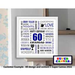 Happy 60Th Birthday Personalised Custom Husband Wife Mum Dad Grandad Nana Best Friend Framed Word Art Typography Print Gift - thumbnail 4