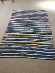 "Rag Rug/Chindi Floor J Multi Color Scrap Cotton Ready To Ship 42""x66" - thumbnail 1