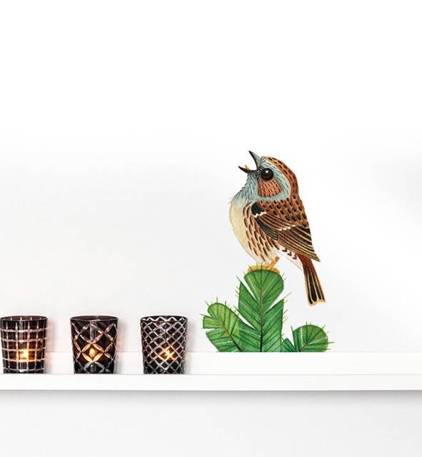 Chirping Bird Wall Sticker Decal - Dogs & Pets Stickers, Art, Decals, Kids Boys, Girls, Animals Decals