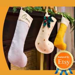 Personal Emboidered Linen Stocking, Family Name Custom Farmhouse Christmas Gift - thumbnail 2