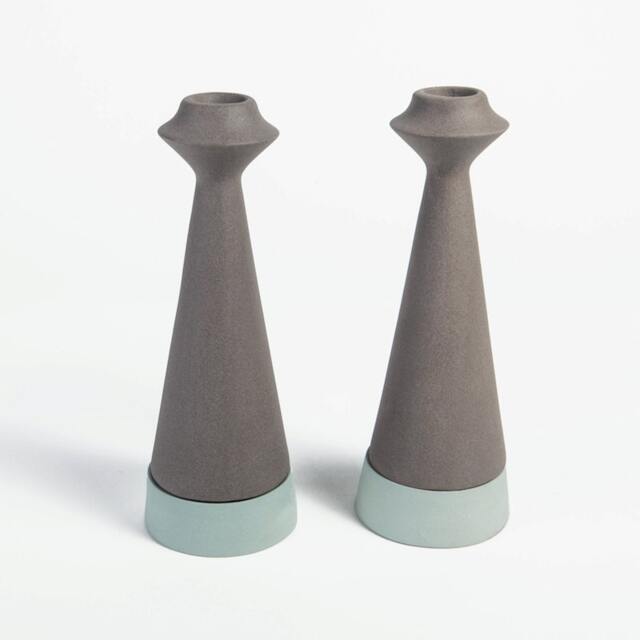 Candle Holder, Ceramic Candlesticks, Turquoise Candleholder, Modern Ceramics, Shabbat Candlestick, Yahalomis, Shabbat Candle Judaica - image 1